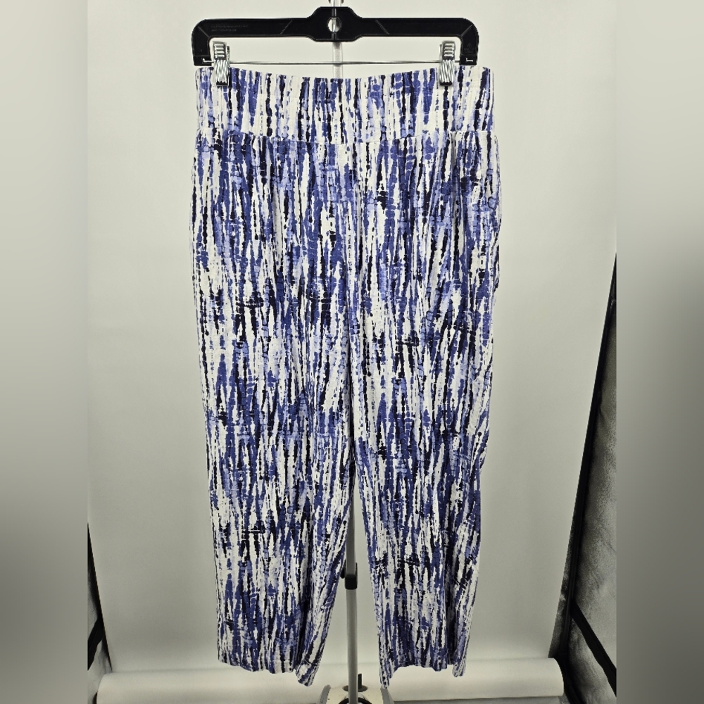 Land n' Sea Blue Striped Nautical Linen Blend Pants Medium (6270)